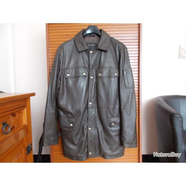 VESTE CUIR DE LUXE MAC DOUGLAS MODELE PETER T.56 XXL /3/4 HAUT DE GAMME/ AGNEAU PLONGE