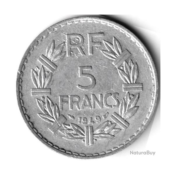 Pi�ce de Monnaie France 5 francs Lavrillier, aluminium 1949