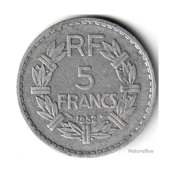 Pi�ce de Monnaie France 5 francs Lavrillier, aluminium 1952