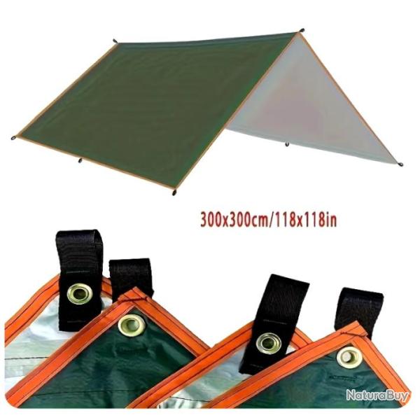 B�che Abris Imperm�able Ultral�g�re pour Camping et Activit�s en Plein Air 3X3M