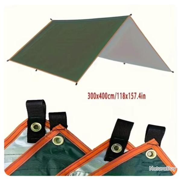 B�che Abris Imperm�able Ultral�g�re pour Camping et Activit�s en Plein Air 3X4M Vert