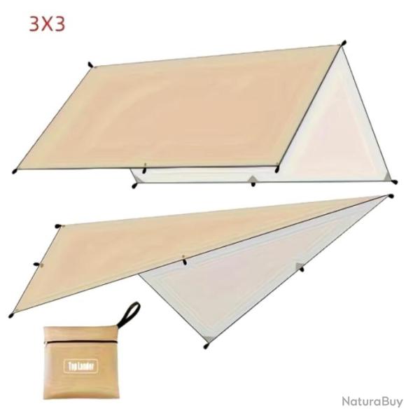 B�che Abris Imperm�able Ultral�g�re pour Camping et Activit�s en Plein Air 3X3M Kaki