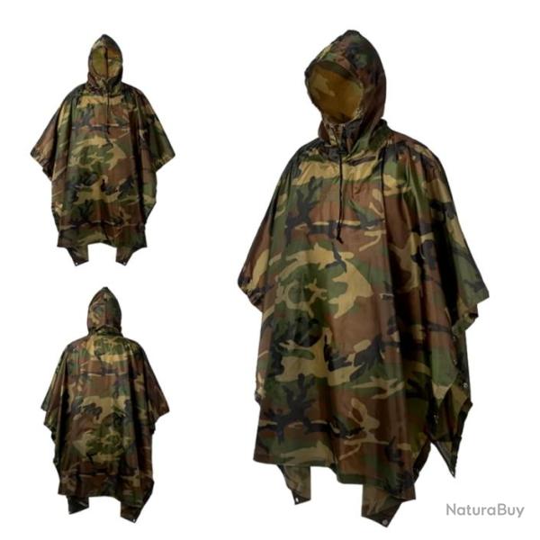 Poncho de Pluie Plein Air Respirant - V�tements de Pluie Imperm�ables Activit�s Ext�rieur Camouflage
