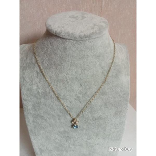 collier ancien aigue-marine longueur 23 cm ferm�
