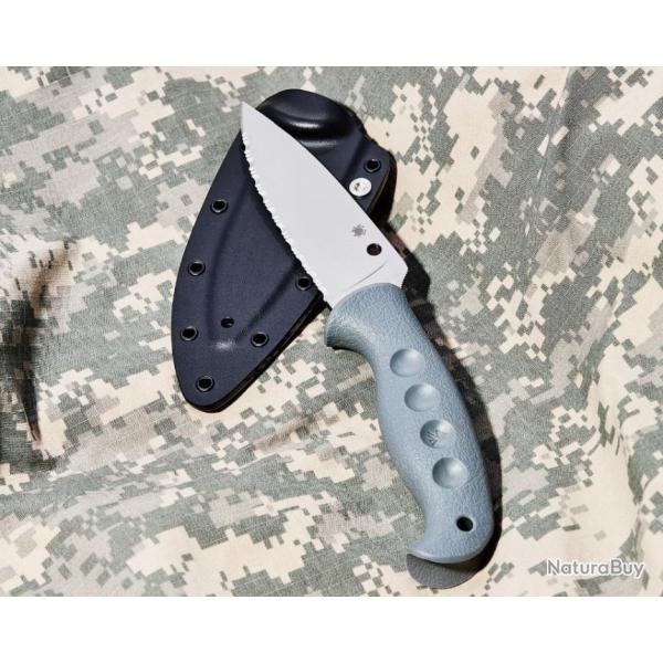 Couteau Spyderco Temperance Gray FRN Handles Lame Serr Acier CPM-CruWear Etui Japan SCFB05SGY