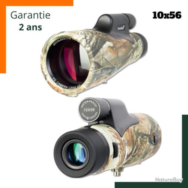 T�lescope monoculaire 10x56 - Etanche - Avec sac de transport - For�t - Garantie 2 ans