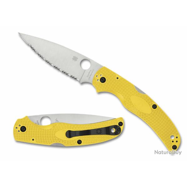 Couteau Spyderco Native Chief Salt Yellow Lame Acier CPM-MagnaCut Serr Manche FRN USA SC244SYL