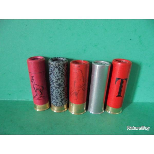 LOT DE 5 CARTOUCHES ANCIENNES NON RECHARGEES NEUTRALISEES N�4