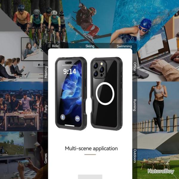 RedPepper Coque Waterproof Anti Choc pour iPhone, Couleur: Noir, Smartphone: iPhone 16