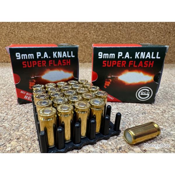 50 GECO 9 mm PISTOLET � BLANC SUPER FLASH, 2 BOITES