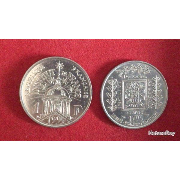 FRANCE monnaie  V�me R�PUBLIQUE - 1 FRANC 1995 INSTITUT DE FRANCE bicentenaire 1795/1995 (2)