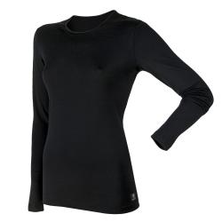 Haut manches longues pure laine m&eacute;rinos femme noir 2XL