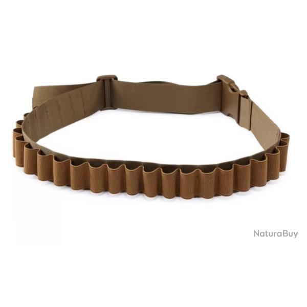 Ceinture Porte-Cartouches pour Fusil de Chasse Calibre 12/20 - Capacit� 26 Cartouches Tan
