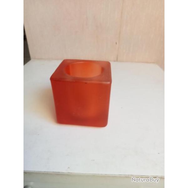 porte bougie ancien sign� Daum france hauteur 6,5 cm x 6,5 cm, pate de verre