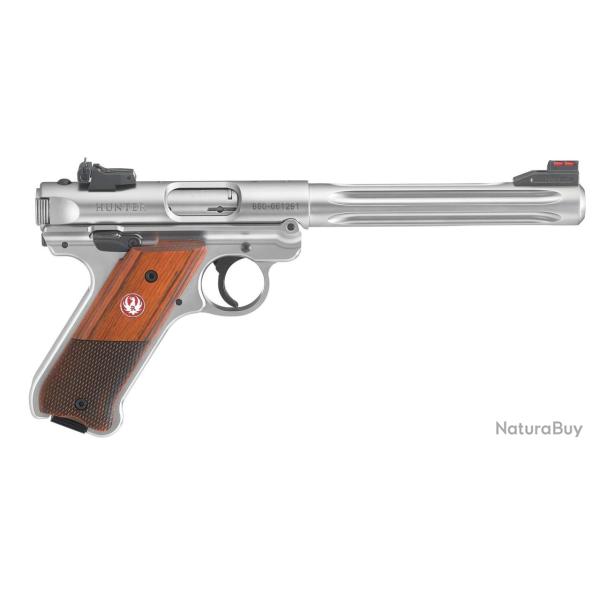 Pistolet Ruger Mark IV Hunter - Cal. 22LR - Plaquette lamell� quadrill�