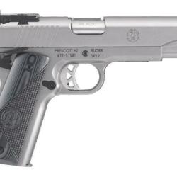 Pistolet Ruger SR1911 .10 MM AUTO TARGET 5" 8+ 1 coups Couleur Stainless steel Vis&eacute;e r&eacute;glable Bomar