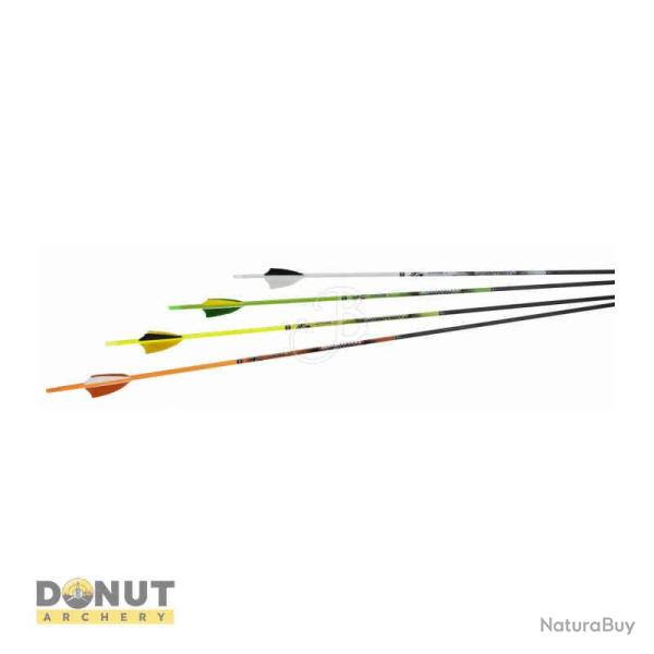Fleches Carbone Cross-X Iridium Plumes Naturelles  (par 12) - 1100 / Jaune Fluo
