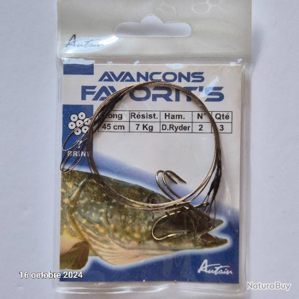 Lot de 3 Hamecons avancons Montes  ryder  Autain Favorit's 45Cm