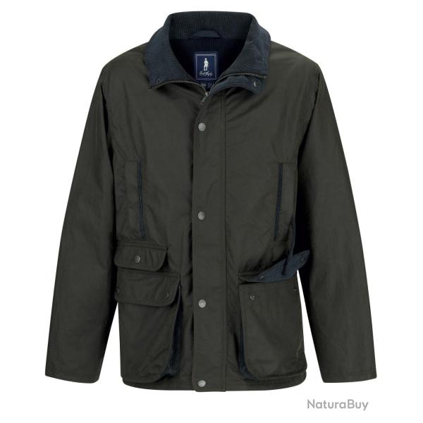 Manteau Harchie homme - Olive 100�% coton huil� - imperm�able & doublure polaire S