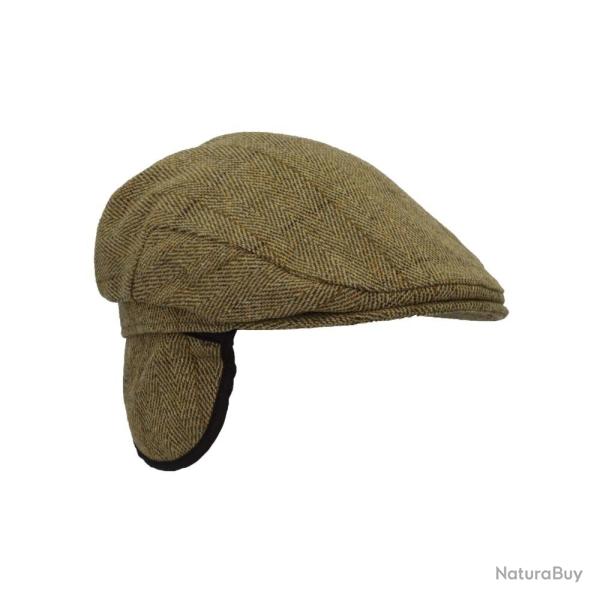 Casquette � rabat en tweed clair - oreillettes, unisexe, made in England 58 cm