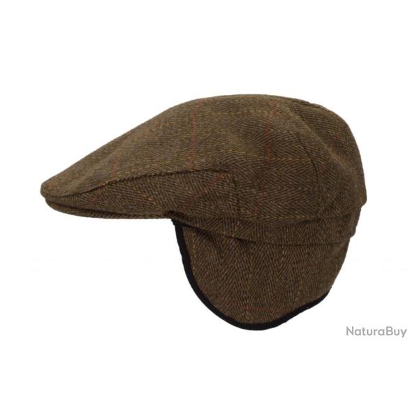 Casquette trappeur en tweed marron - oreillettes rabattables, unisexe, made in England 61
