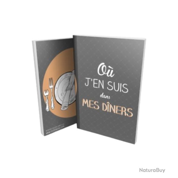 Carnet "O� j'en suis dans mes D�ners" - 80 pages, format 12�17 cm, fabrication fran�aise