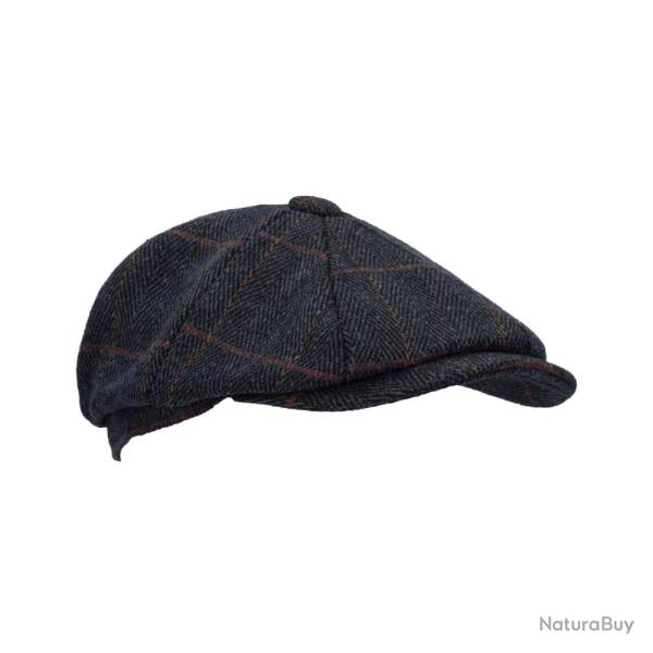 Casquette Bakerboy en tweed bleu forme Gavroche. unisexe. made in England cm