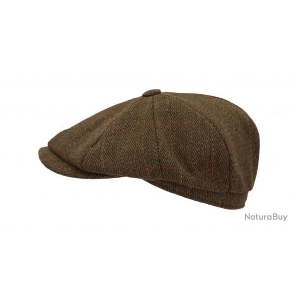 Casquette Bakerboy en tweed marron forme Gavroche. unisexe. made in England cm