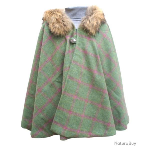 Cape Mahault - Tweed vert clair � carreaux roses �l�gance f�minine apr�s-chasse U
