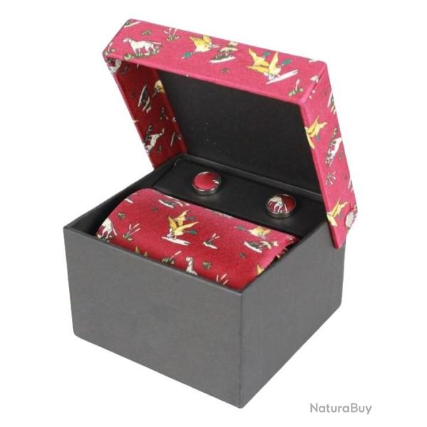 Coffret Cravate & Boutons de manchettes Rouges Homme