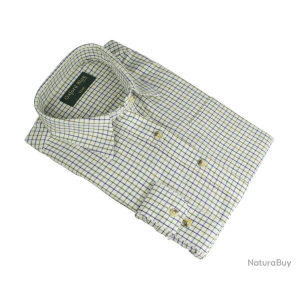 Chemisier London Tattersall Carreaux verts �l�gance classique et fra�cheur naturelle