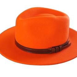 Chapeau en feutre de laine orange - style &eacute;l&eacute;gant, imperm&eacute;able et &eacute;crasable M