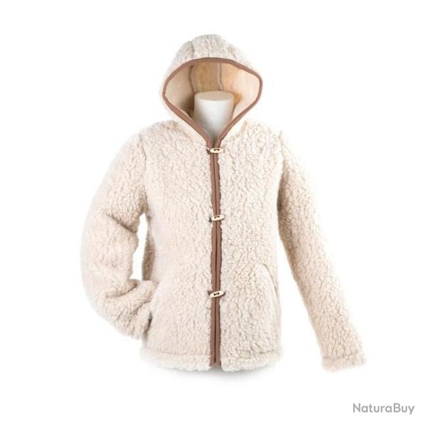 Veste � capuche mouton adulte unisexe 100 laine de mouton