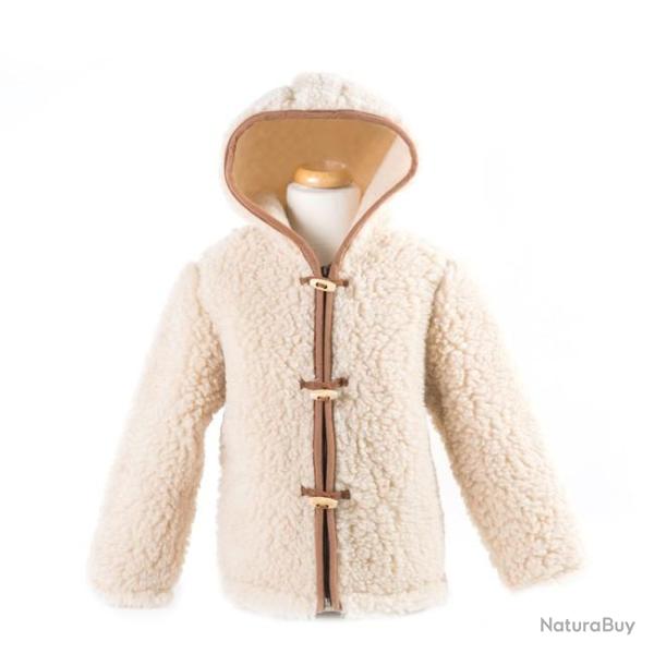 Veste Enfant � Capuche - Laine de Mouton 100�% - Chaleur & Douceur 3/4 ans