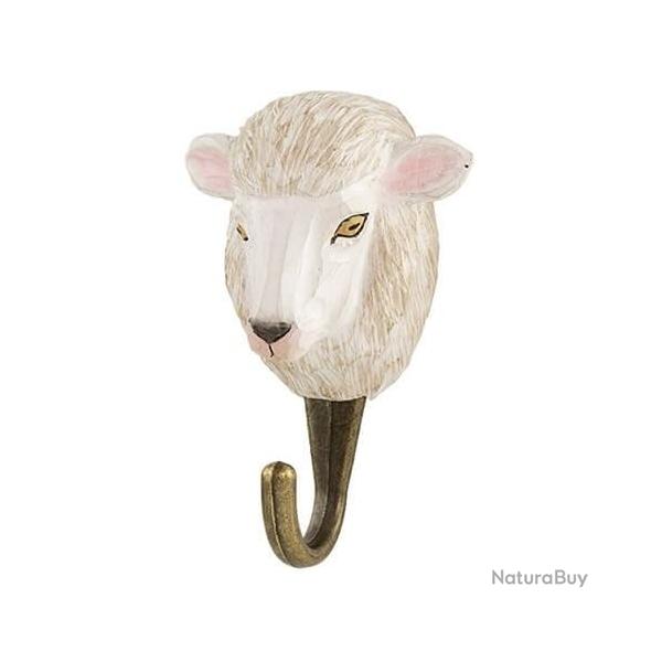 Pat�re Mouton - bois sculpt� & crochet m�tal bronze