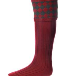 Chaussettes + Garters Rouge et Vert for&ecirc;t M