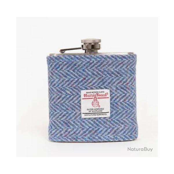 Flasque Harris Tweed - �tui avec coffret cadeau Herringbone bleu