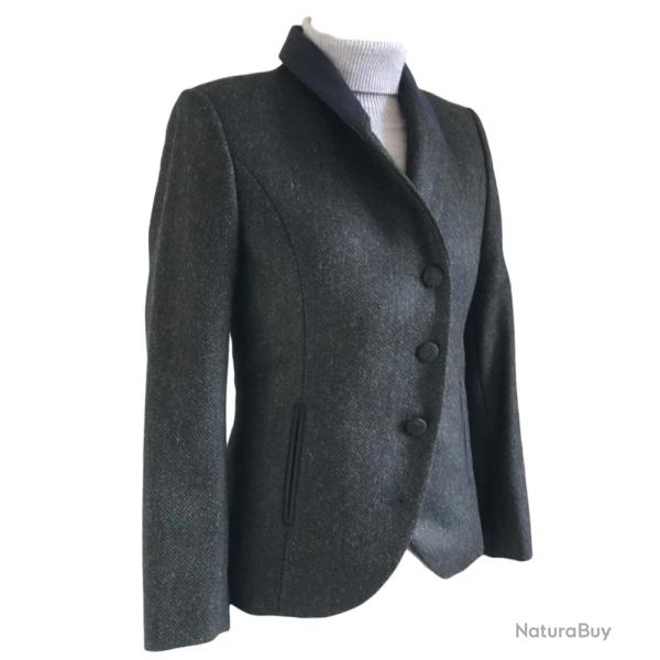 Veste tweed Nicole femme Green Herringbone Coupe asym�trique �l�gante