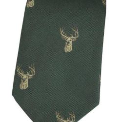 Cravate Verte - Cerf 100&nbsp;%&nbsp;soie tiss&eacute;e - fabriqu&eacute;e en Angleterre - style chasse chic