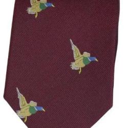 Cravate Rouge Bordeaux - Canard 100 % soie tissée - fabriquée en Angleterre - chic campagne