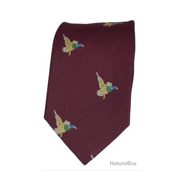 Cravate Rouge Bordeaux - Canard 100% soie tisse - fabrique en Angleterre - chic campagne
