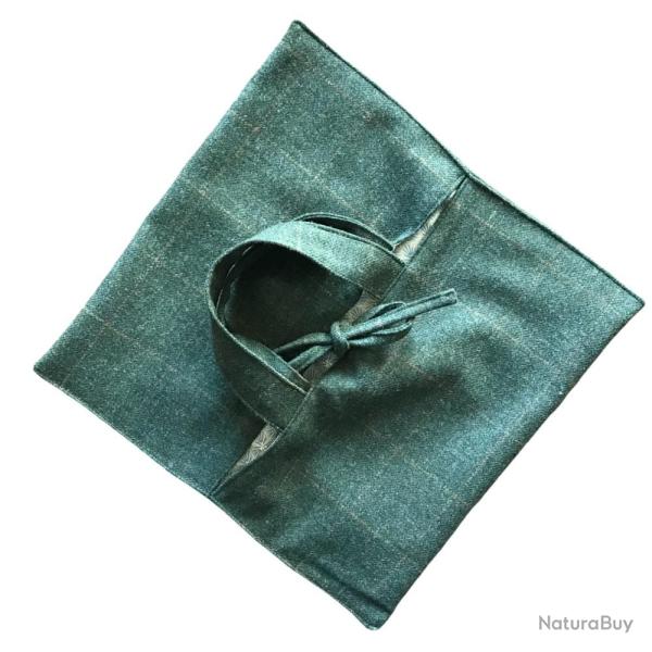 Sac � tarte en tweed vert - fait main en France, tweed anglais & doublure coton