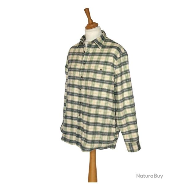 Surchemise doubl�e polaire Cr�me � carreaux vert bleu fabrication irlandaise