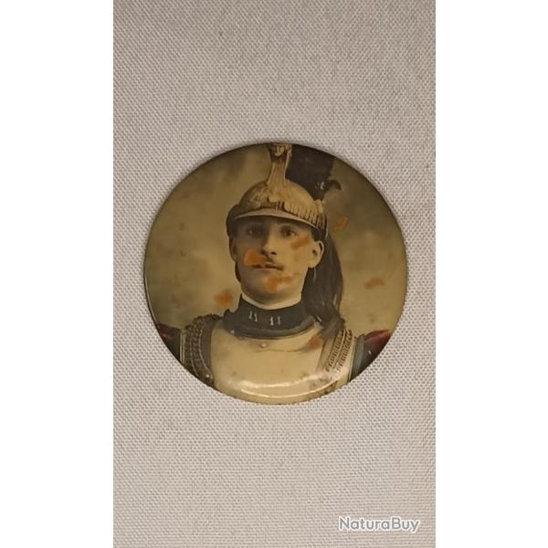 Miroir photo de poche souvenir cavalerie 1GM