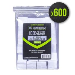 600 patchs de nettoyage en coton calibr&eacute;s pour du cal. .243 au cal. .270. - Breakthrough