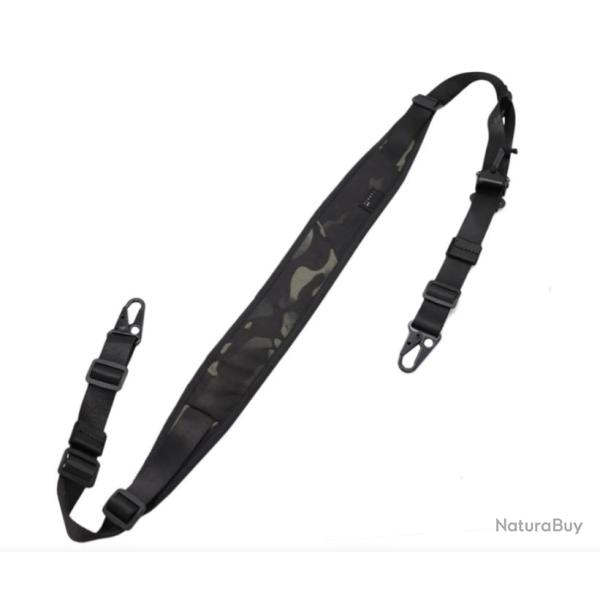 Sangle � bandouli�re fusil de chasse rembourr�e amovible 2 points/1 point largeur 5,7cm Camo noir