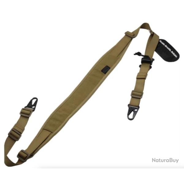 Sangle � bandouli�re fusil de chasse rembourr�e amovible 2 points/1 point largeur 5,7cm Tan