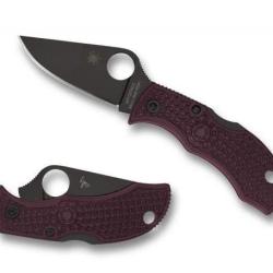 Spyderco Manbug Burgundy Sprint Run - Couteau Compact 5 cm Micro-Melt PD#1, Lame Lisse TiNitride
