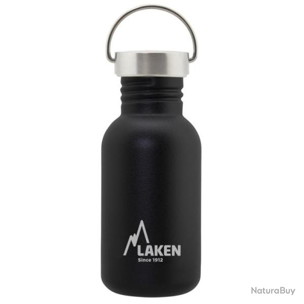 Gourde inox Laken Basic Steel 0,5L noire avec bouchon Vintage