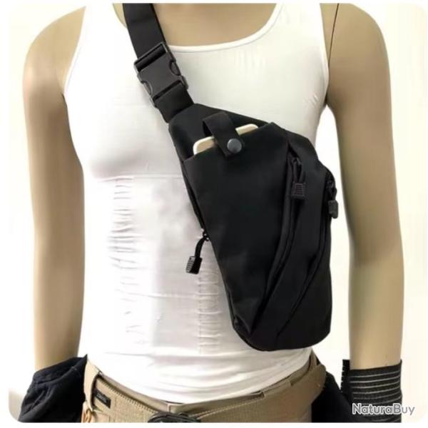 Sac � bandouli�re tactique - Sac de rangement multifonctionnel  Epaule Droite Noir